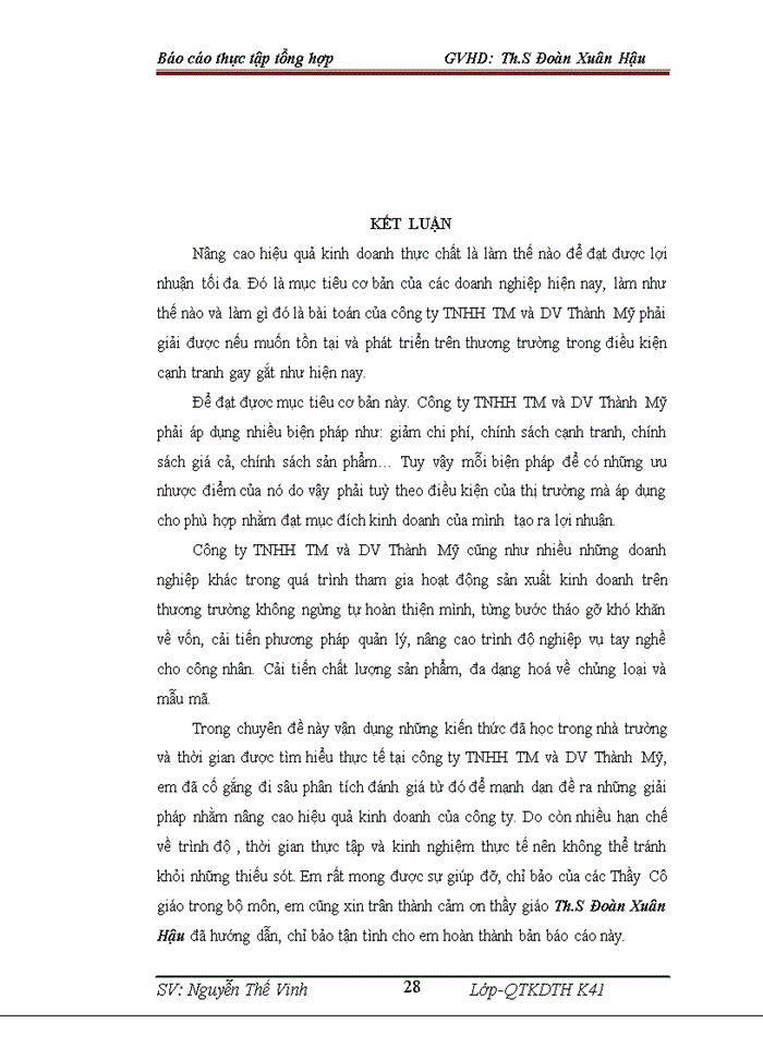 image for page Báo cáo tại Công ty Trách nhiệm hữu hạn Thương mại và dịch vụ Thành Mỹ BC