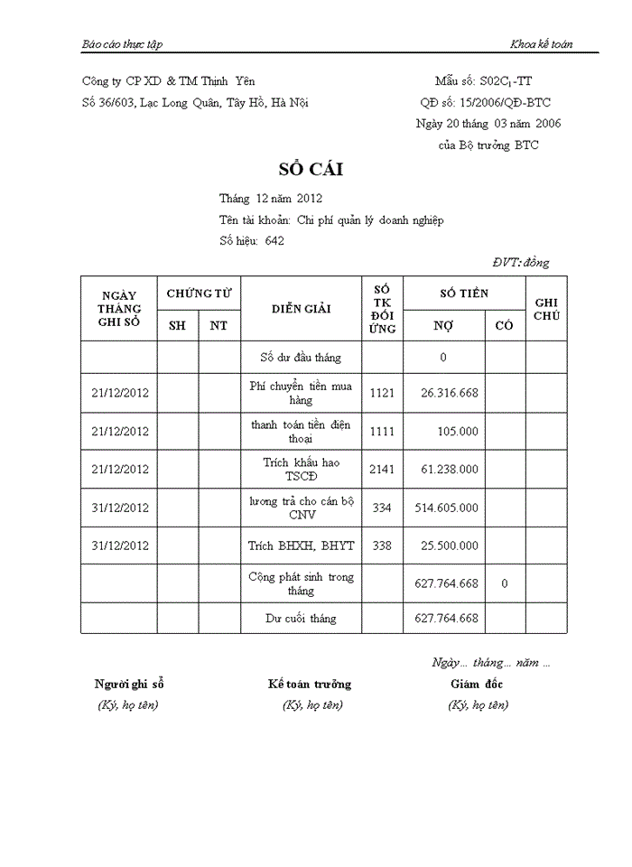 image for page Báo cáo tại Công ty Cổ phần xây dựng và thương mại Thịnh Yên