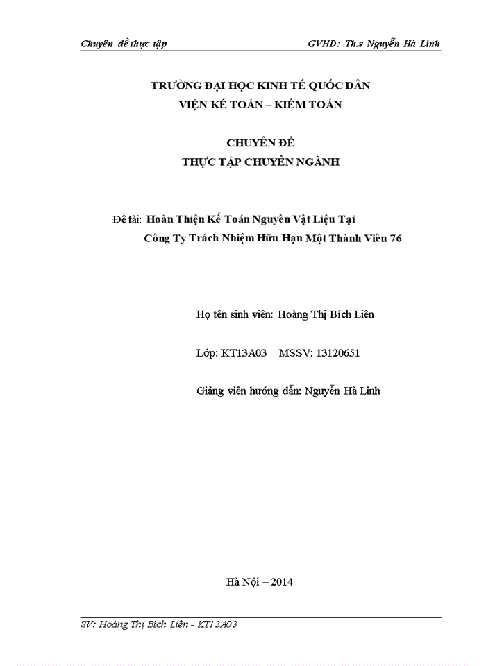 image for page Hoàn thiện kế toán nguyên vật liệu tại Công ty Trách nhiệm hữu hạn một thành viên 76