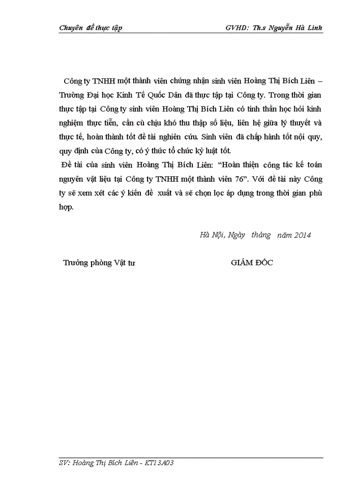 image for page Hoàn thiện kế toán nguyên vật liệu tại Công ty Trách nhiệm hữu hạn một thành viên 76