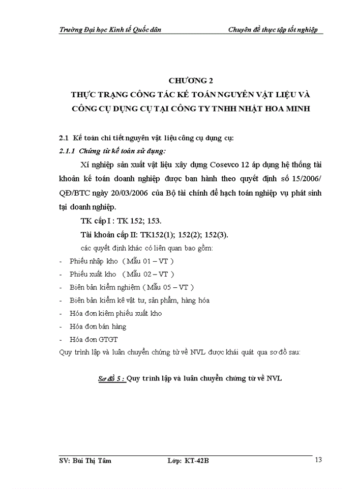 image for page Kế toán nguyên vật liệu công cụ dụng cụ tại Công ty Trách nhiệm hữu hạn Nhật Hoa Minh
