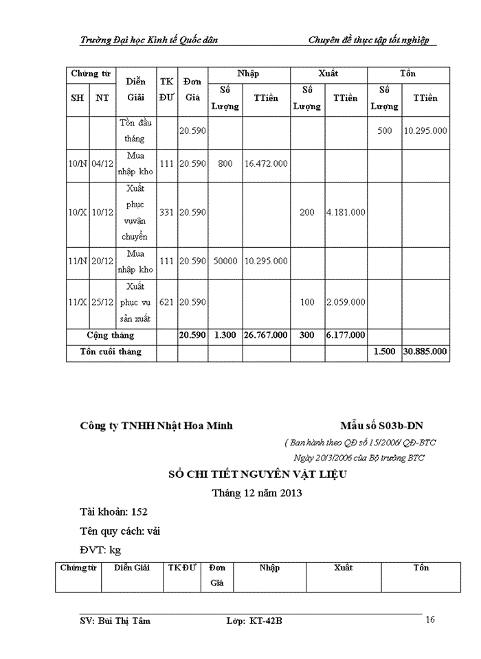 image for page Kế toán nguyên vật liệu công cụ dụng cụ tại Công ty Trách nhiệm hữu hạn Nhật Hoa Minh