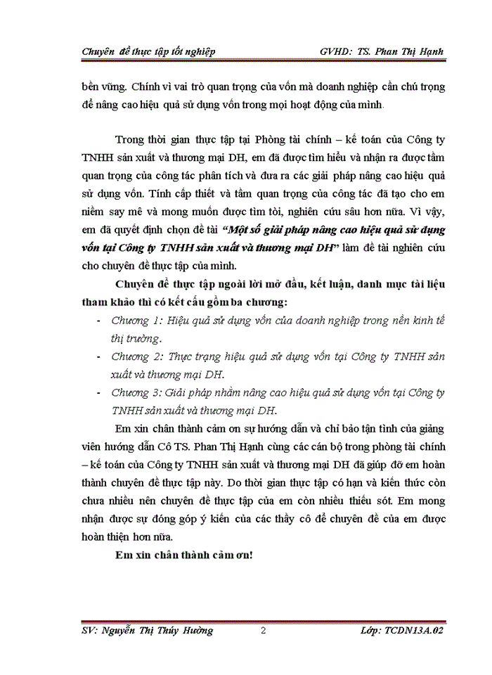 image for page Một số giải pháp nâng cao hiệu quả sử dụng vốn tại Công ty Trách nhiệm hữu hạn sản xuất và thương mại DH