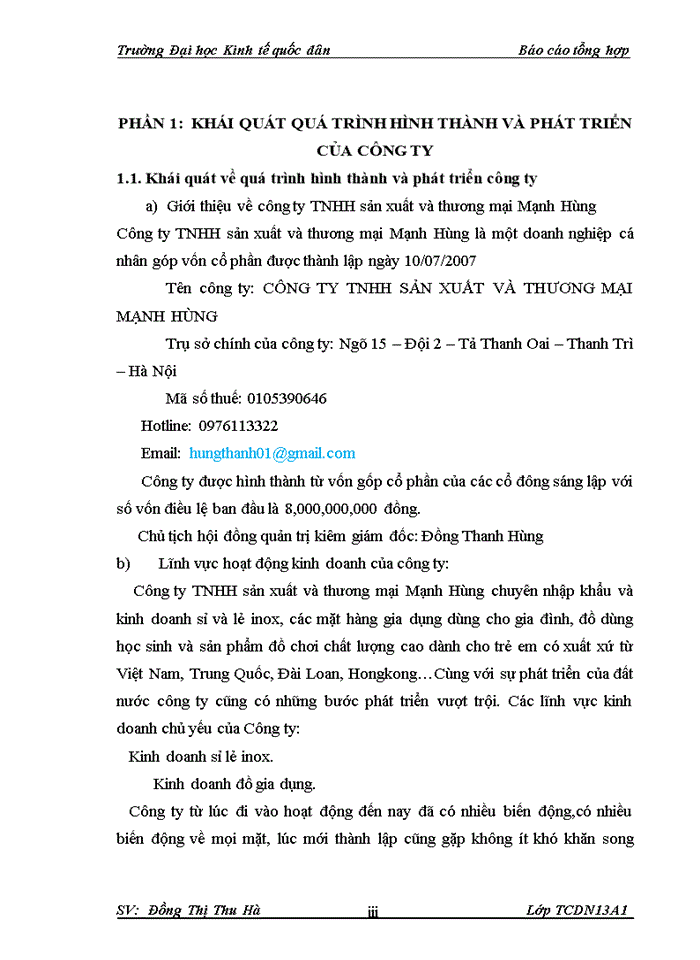 image for page Báo cáo Công ty Trách nhiệm hữu hạn sản xuất và thương mại Mạnh Hùng