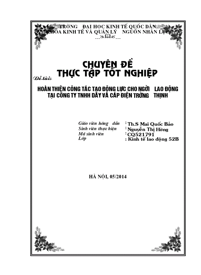 image for page Hoàn thiện công tác tạo động lực cho người lao động tại công ty Trách nhiệm hữu hạn Dây và cáp điện Trường Thịnh