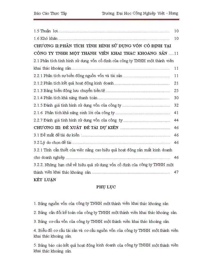 image for page Giải pháp nâng cao hiệu quả sử dụng vốn cố định tại công ty Trách nhiệm hữu hạn một thành viên khai thác khoáng sản