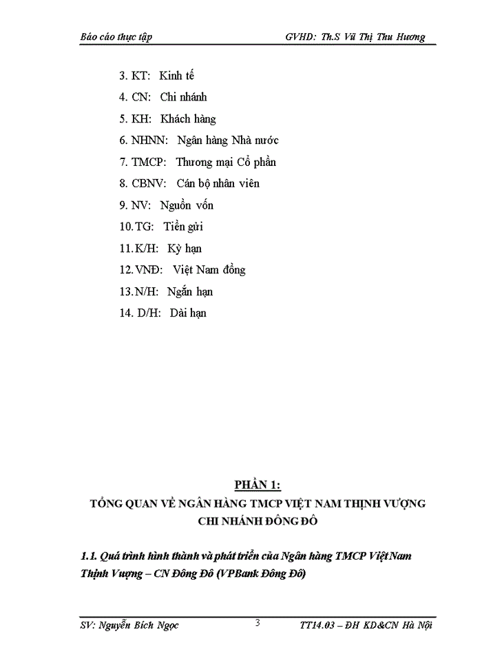 Báo cáo Ngân hàng TMCổ phần Việt Nam Thịnh Vượng Công nghiệp Đông Đô VPBaNhập khẩu Đông Đô