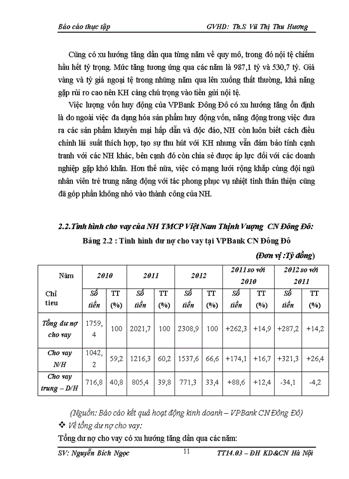 Báo cáo Ngân hàng TMCổ phần Việt Nam Thịnh Vượng Công nghiệp Đông Đô VPBaNhập khẩu Đông Đô