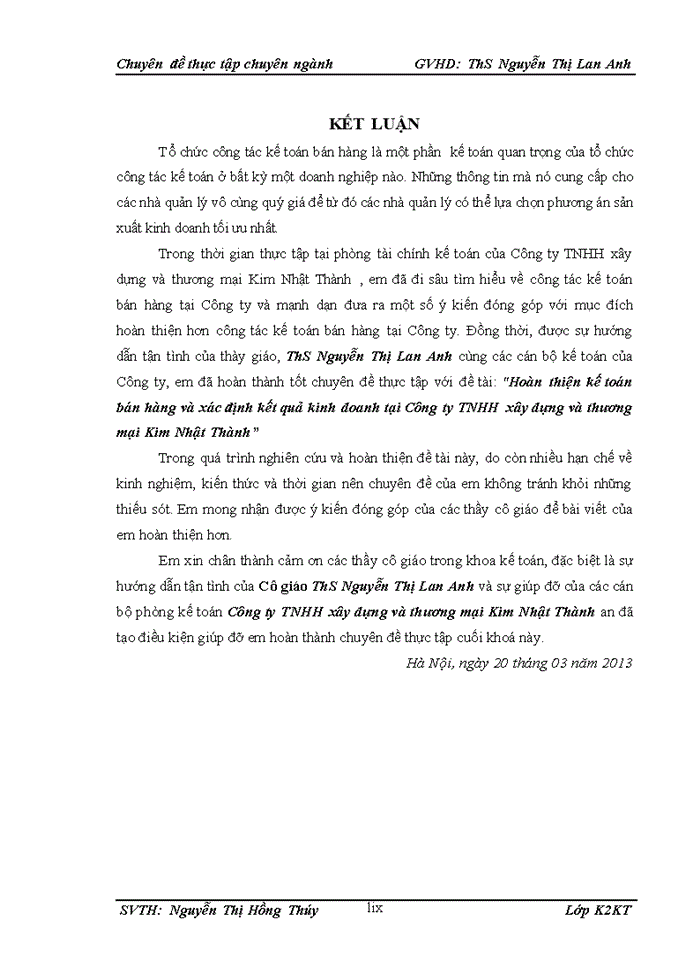 image for page Hoàn thiện kế toán bán hàng và xác định kết quả kinh doanh tại Công ty Trách nhiệm hữu hạn Xây Dựng và Thương Mại Kim Nhật Thành