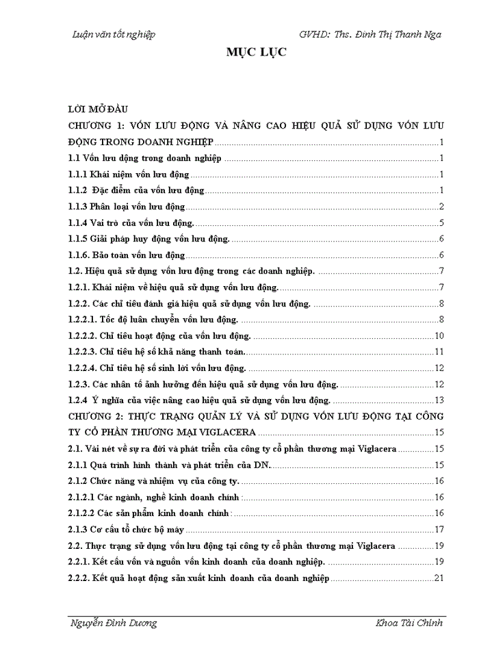 image for page Vốn lưu động và các giải pháp nâng cao hiệu quả sử dụng vốn lưu động tại Công ty Cổ phần Thương mại Viglacera