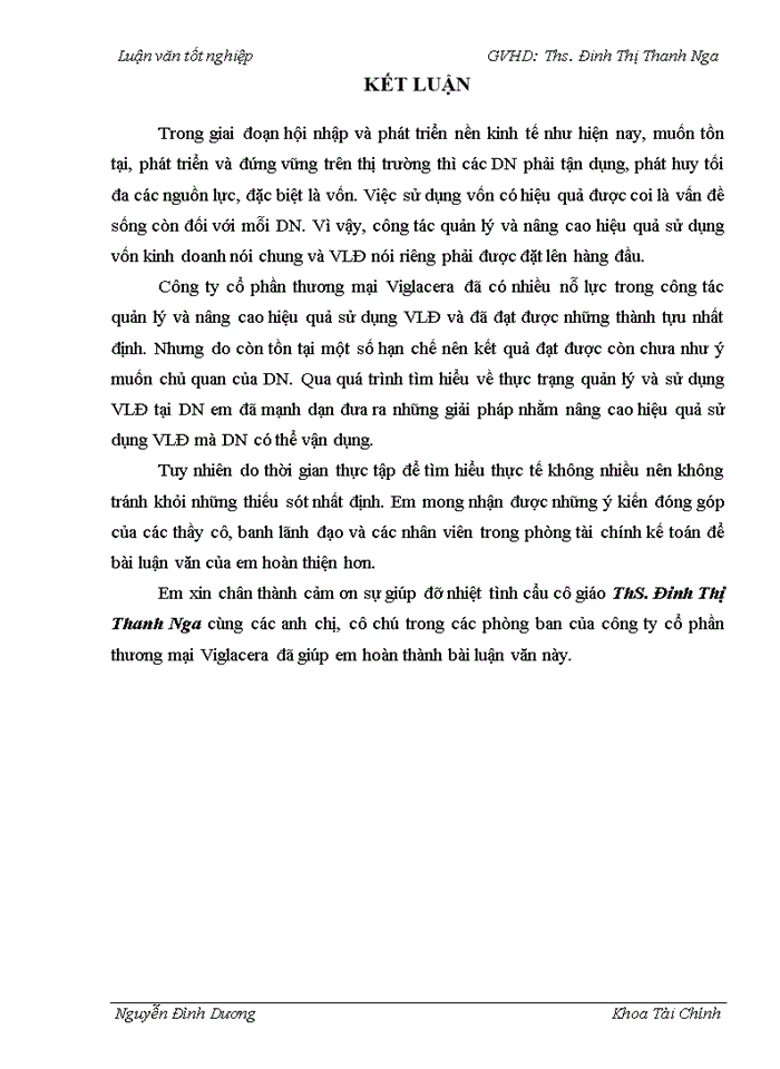 image for page Vốn lưu động và các giải pháp nâng cao hiệu quả sử dụng vốn lưu động tại Công ty Cổ phần Thương mại Viglacera