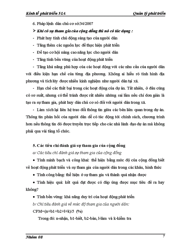 image for page Đánh giá về sự tham gia của cộng đồng trong chương trình 135 theo tiêu chí bền vững