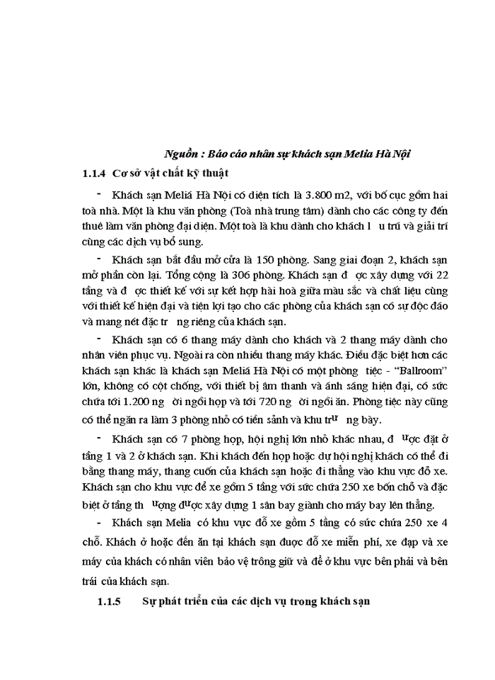 image for page Báo cáo khách sạn Melia Hà Nội