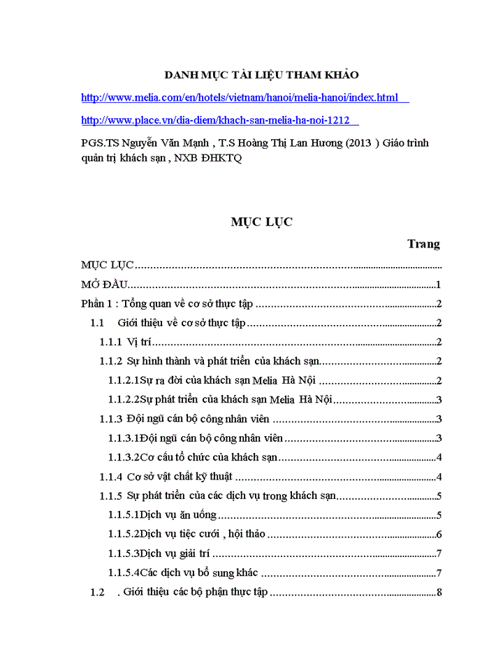 image for page Báo cáo khách sạn Melia Hà Nội