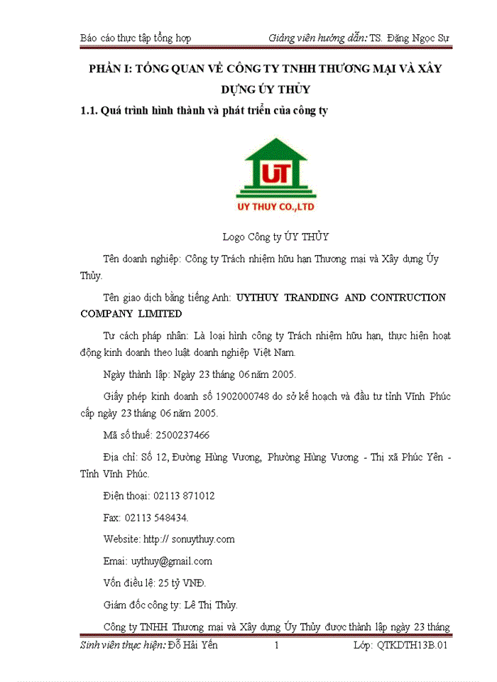 image for page THỰC TRẠNG HOẠT ĐỘNG KINH DOANH CỦA CÔNG TY Trách nhiệm hữu hạn XÂY DỰNG VÀ THƯƠNG MẠI ÚY THỦY