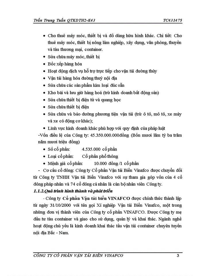 image for page Báo cáo Công ty Cổ Phần vận tải biển VINAFCO