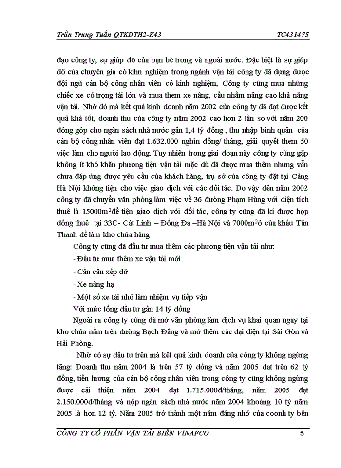 image for page Báo cáo Công ty Cổ Phần vận tải biển VINAFCO