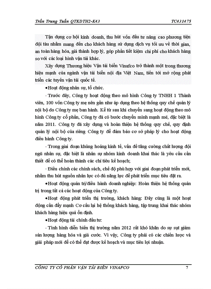 image for page Báo cáo Công ty Cổ Phần vận tải biển VINAFCO