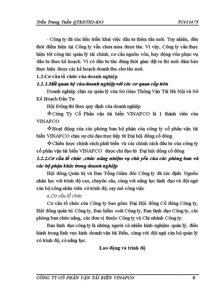 image for page Báo cáo Công ty Cổ Phần vận tải biển VINAFCO