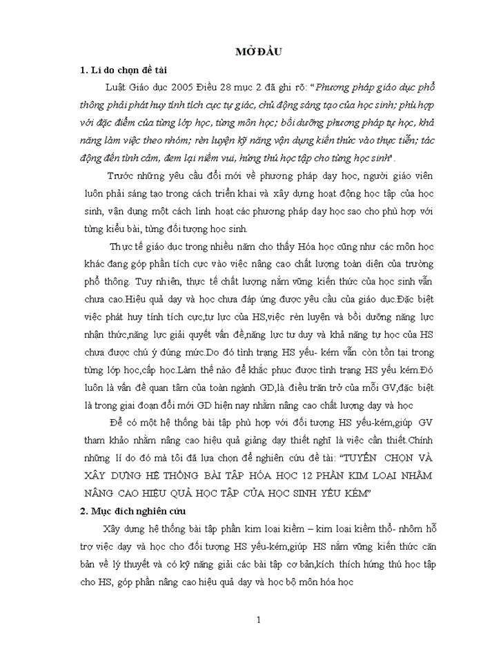 image for page TUYỂN CHỌN VÀ XÂY DỰNG HỆ THỐNG BÀI TẬP HÓA HỌC 12 PHẦN KIM LOẠI NHẰM NÂNG CAO HIỆU QUẢ HỌC TẬP CỦA HỌC SINH YẾU KÉM