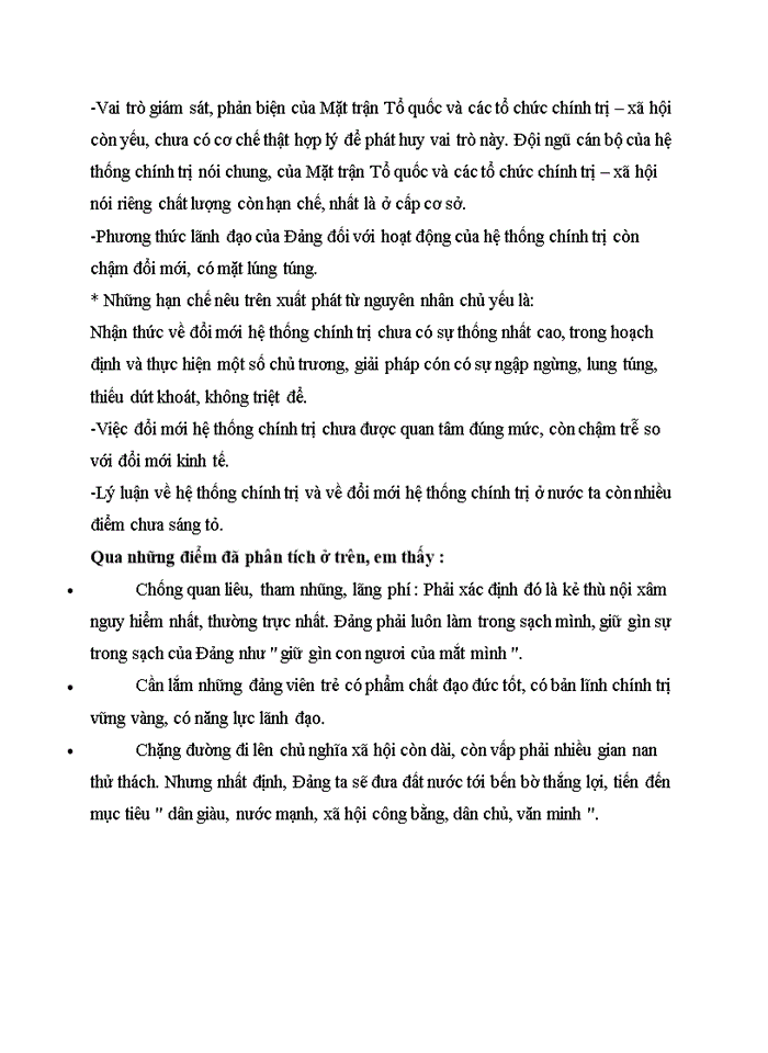 image for page Phân tích nhận thức mới của Đảng ta về xây dựng hệ thống chính trị thời kì đổi mới Hãy nêu suy nghĩ của bản thân khi nghiên cứu nhận thức trên