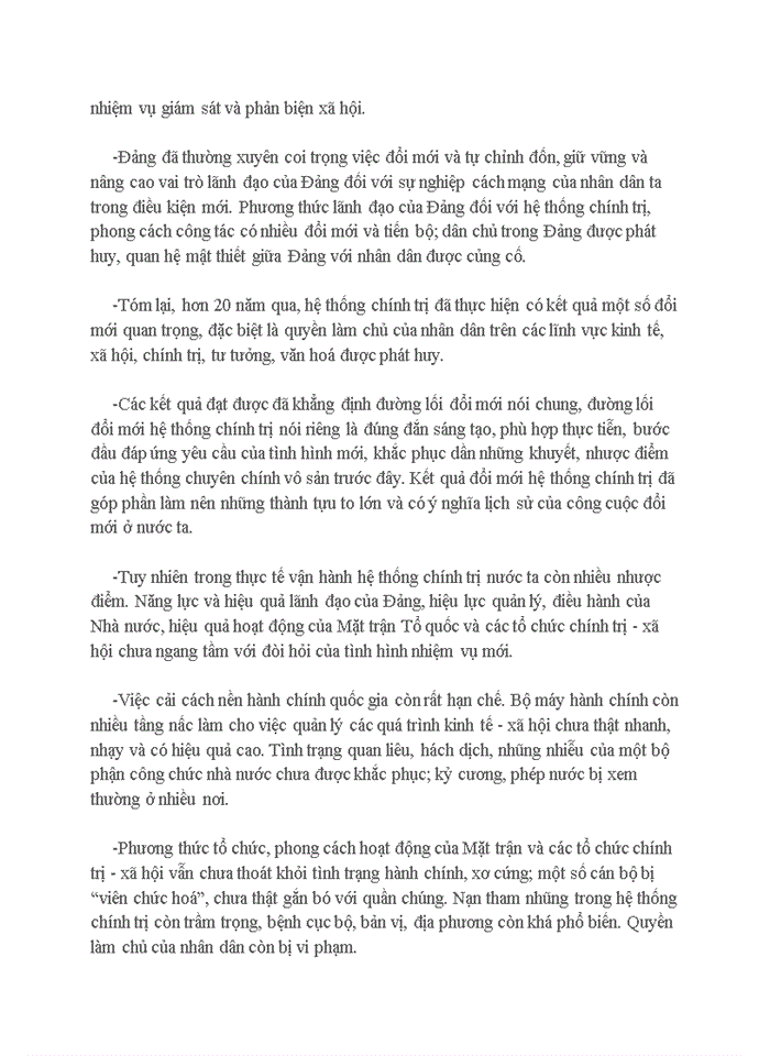 image for page Đường lối đảng Phân tích những nhận thức mới của Đảng ta về xây dựng hệ thống chính trị thời kỳ đổi mới Nêu suy nghĩ của bản thân khi nghiên cứu nhận thức trên của Đảng ta
