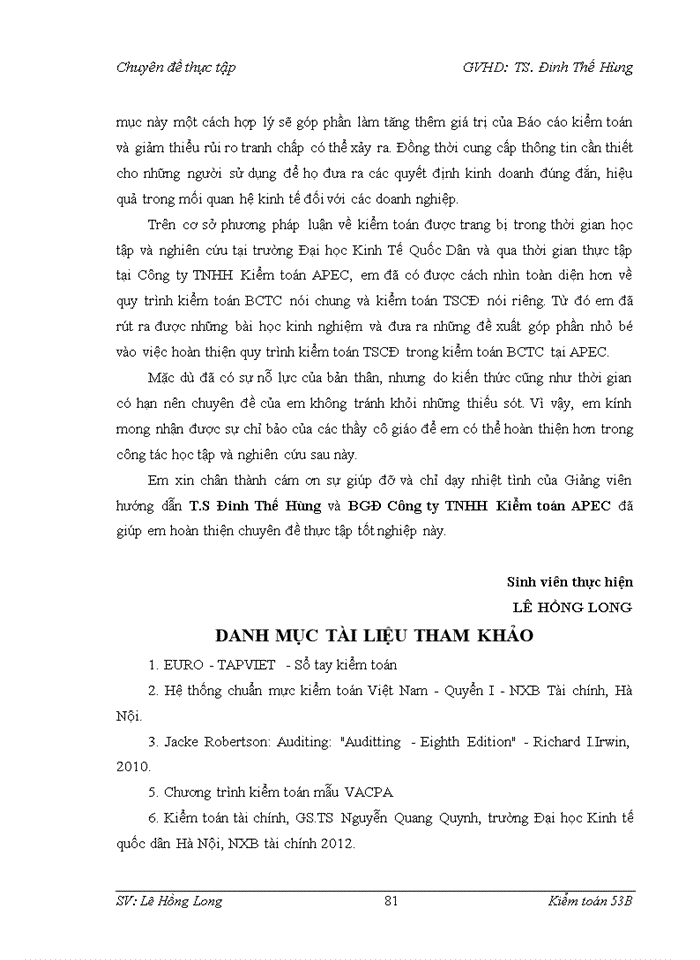 image for page Vận dụng quy trình kiểm toán váo kiểm toán khoản mục tài sản cố định trong kiểm toán Báo cáo tài chính do Công ty Trách nhiệm hữu hạn Kiểm toán APEC thực hiện