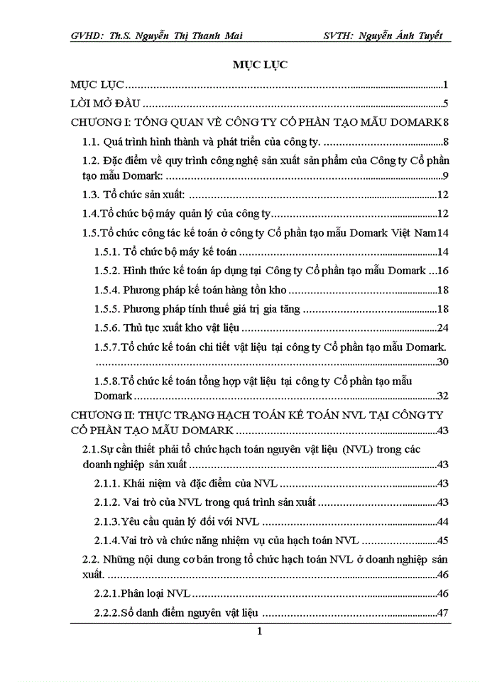 image for page Tổ chức hạch toán kế toán nguyên vật liệu ở công ty Cổ phần tạo mẫu Domark