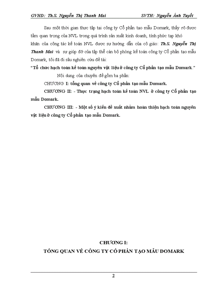 image for page Tổ chức hạch toán kế toán nguyên vật liệu ở công ty Cổ phần tạo mẫu Domark