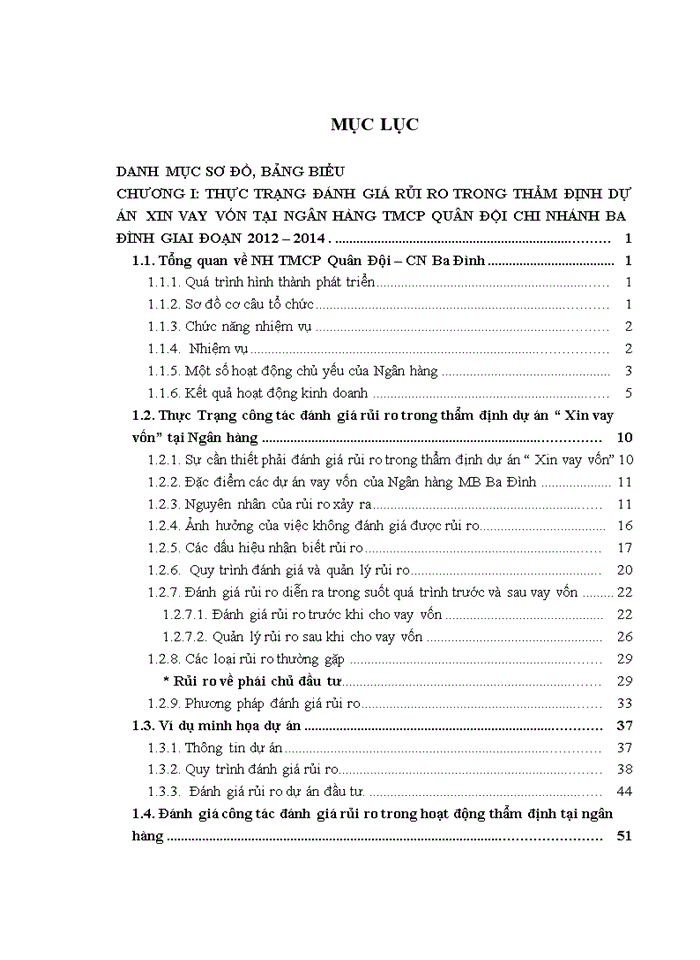 image for page Hoàn thiện công tác đánh giá rủi ro trong hoạt động thẩm định dự án dầu tư tại Ngân hàng TMCổ phần Quân Đội Công nghiệp Ba Đình