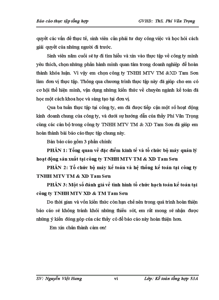 image for page Tổ chức bộ máy kế toán và hệ thống kế toán tại công ty Trách nhiệm hữu hạn Một thành viên Thương mại và XD Tam Sơn