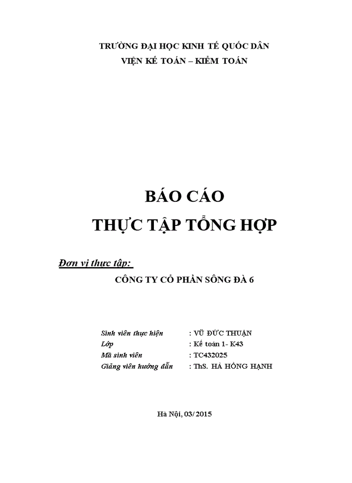 Báo cáo CÔNG TY CỔ PHẦN SÔNG ĐÀ 6