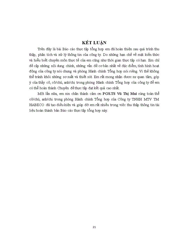 image for page Báo cáo tại Công ty Trách nhiệm hữu hạn Một thành viên Thương mại HABECO