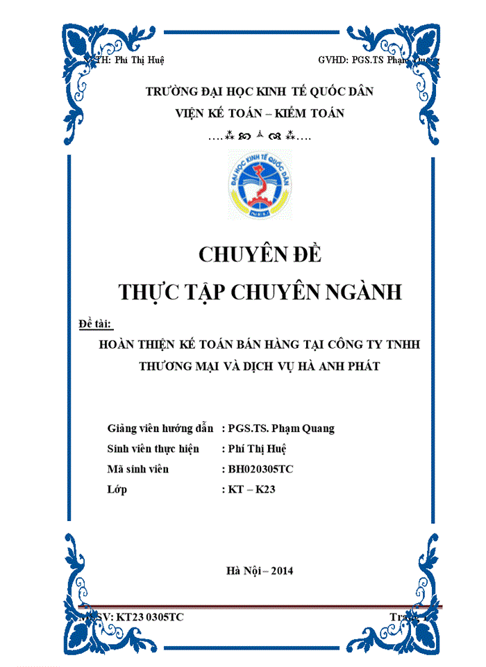 Thực trạng kế toán bán hàng tại Trách nhiệm hữu hạn Thương mại và Dịch vụ Hà Anh Phát