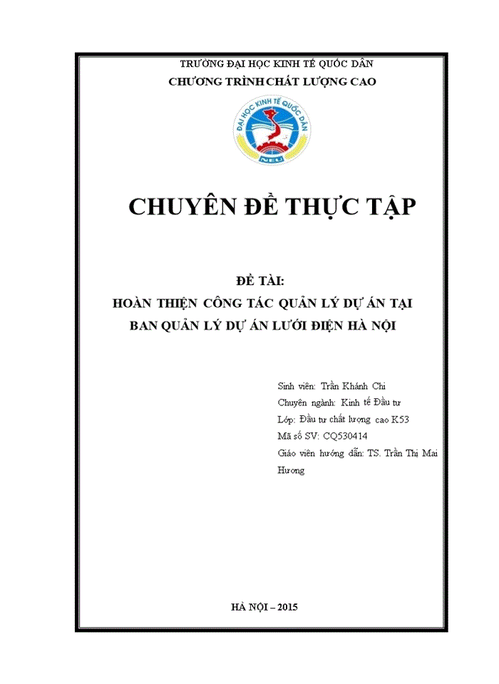 image for page Hoàn thiện công tác quản lý dự án tại Ban quản lý dự án Lưới điện Hà Nội