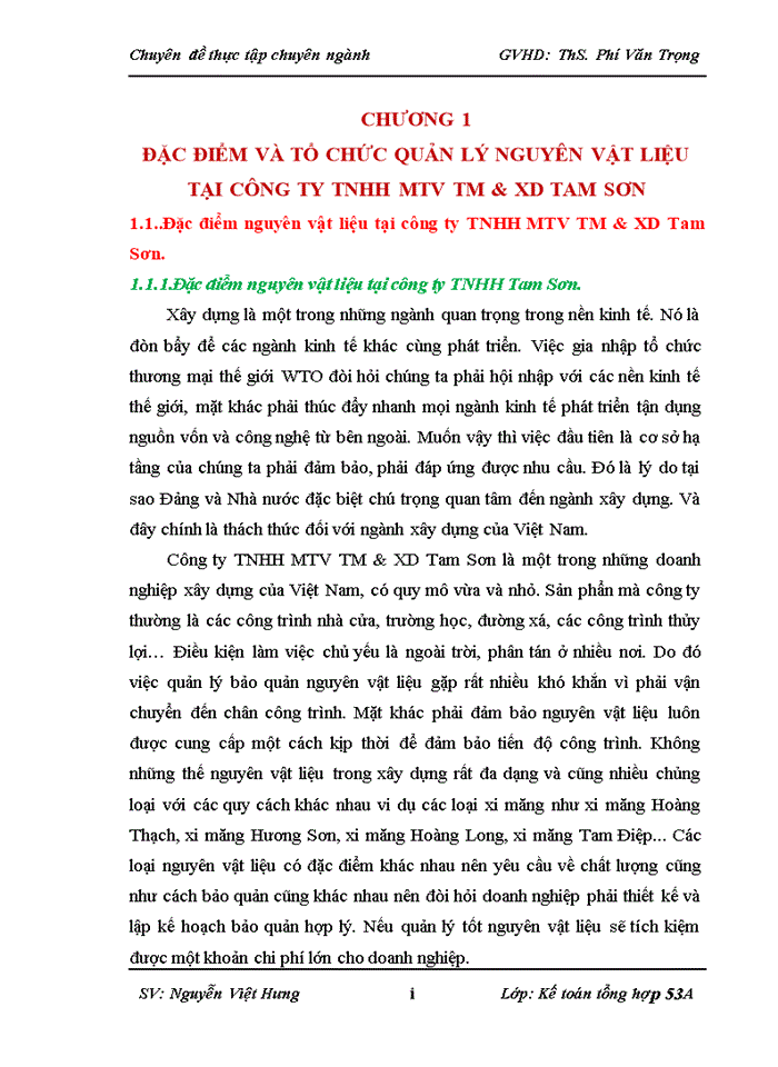 image for page Hoàn thiện kế toán nguyên vật liệu tại Công ty trách nhiệm hữu hạn một thành viên thương mại và xây dựng Tam Sơn