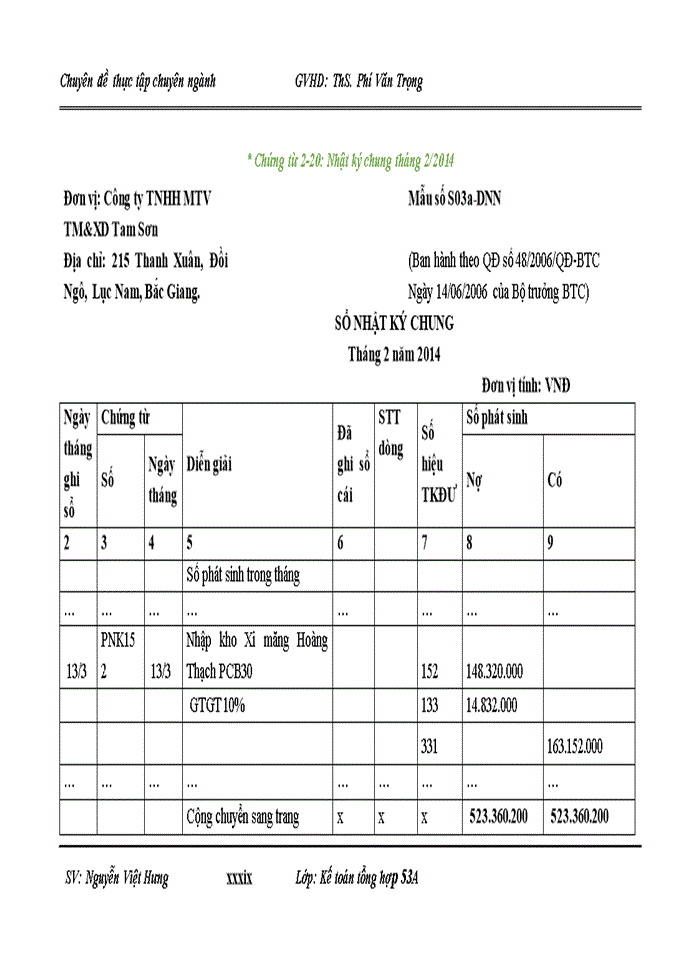 image for page Hoàn thiện kế toán nguyên vật liệu tại Công ty trách nhiệm hữu hạn một thành viên thương mại và xây dựng Tam Sơn