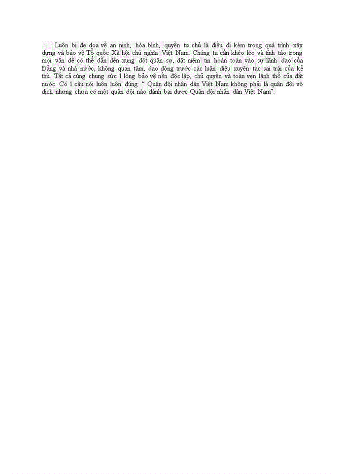 image for page Qua học tập nghiên cứu các vấn đề chiến tranh và bảo vệ Tổ Quốc anh chị rút ra những vấn đề gì trong sự nghiệp bảo vệ Tổ quốc Xã hội chủ nghĩa Việt Nam hiện nay