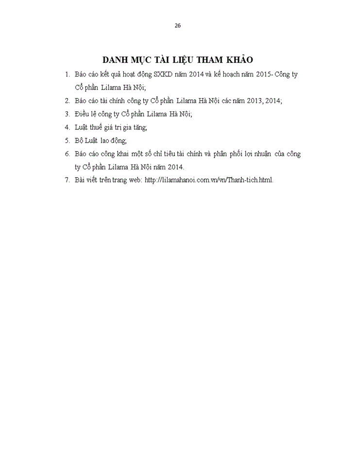 image for page Báo cáo tại Công ty cổ phần Lilama Hà Nội