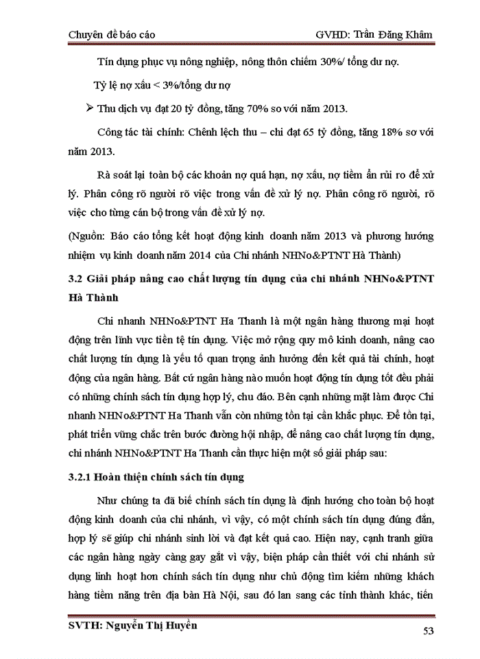 image for page Nâng cao chất lượng tín dụng tại chi nhánh NHNovàPTnông thônHà Thành