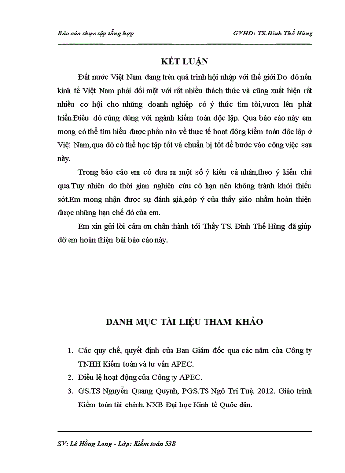 image for page Báo cáo Thực tập tổng hợp về Công ty Trách nhiệm hữu hạn Kiểm toán và Tư vấn APEC