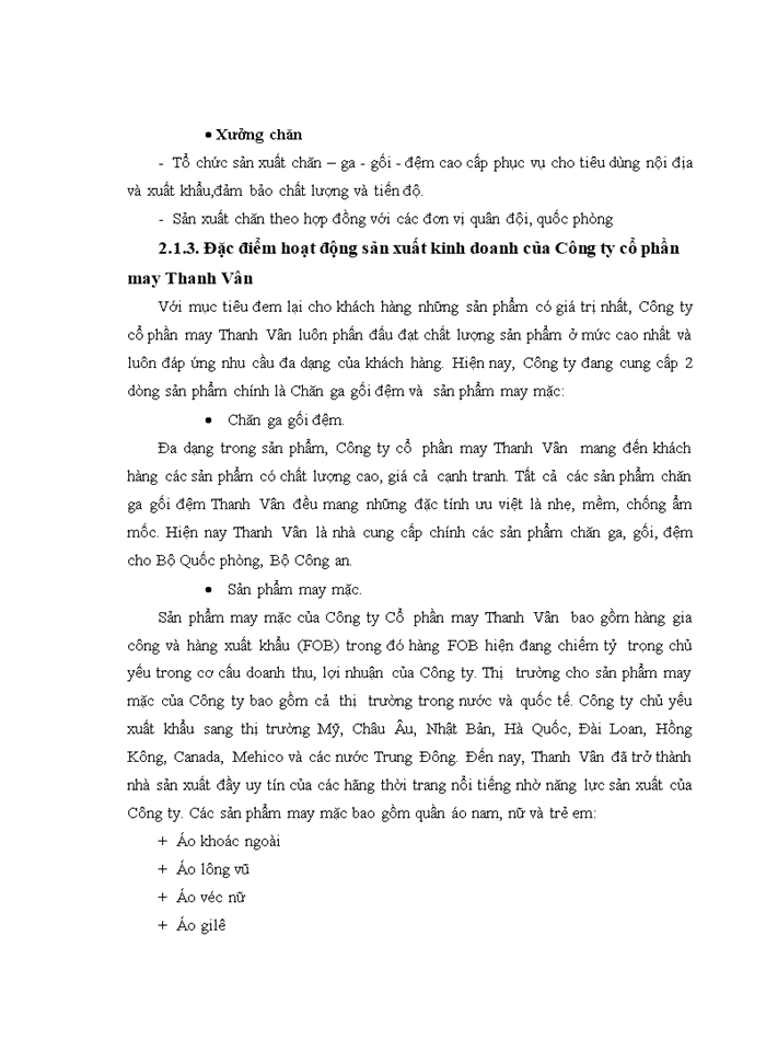 image for page Báo cáo tại Công ty cổ phần may Thanh Vân