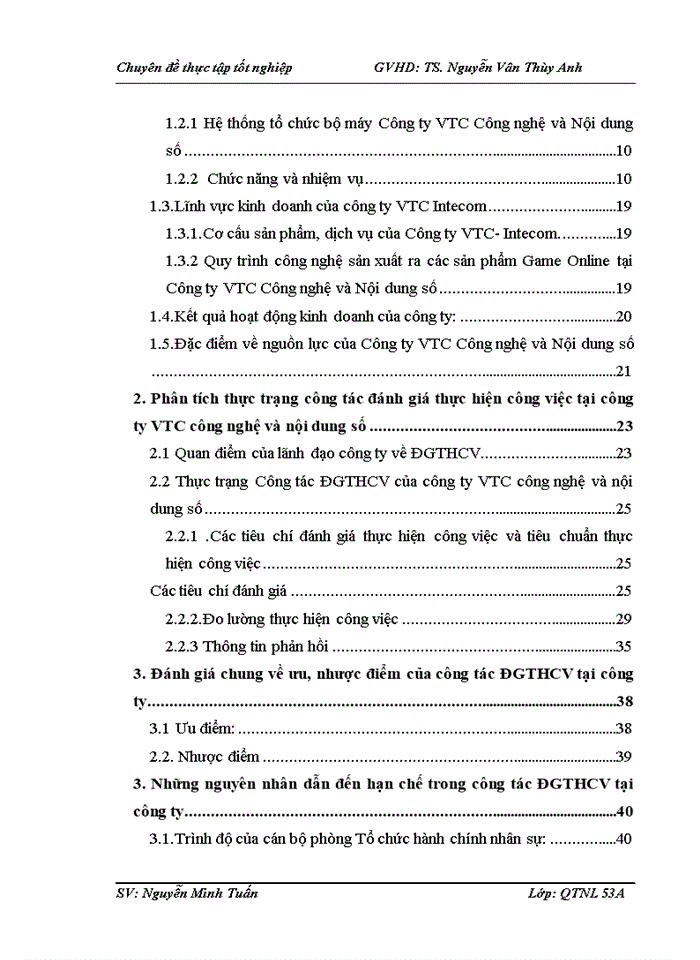 Hoàn thiện công tác đánh giá thực hiện công việc của cán bộ công nhân viên CÔNG TY VTC CÔNG NGHỆ VÀ NỘI DUNG SỐ