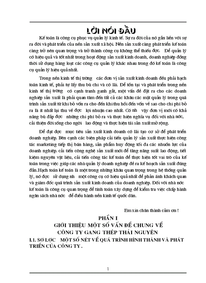 Báo cáo kế toán tổng hợp tại c ng ty Gang ThÐp th i nguyªn