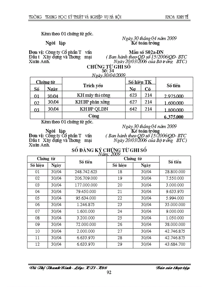 image for page Báo cáo kế toán tổng hợp tại C ng ty Cæ phÇn T vÊn Çu t X y Dùng vµ Th ng m i Xu n Anh