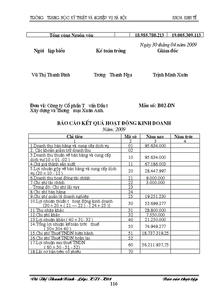 image for page Báo cáo kế toán tổng hợp tại C ng ty Cæ phÇn T vÊn Çu t X y Dùng vµ Th ng m i Xu n Anh