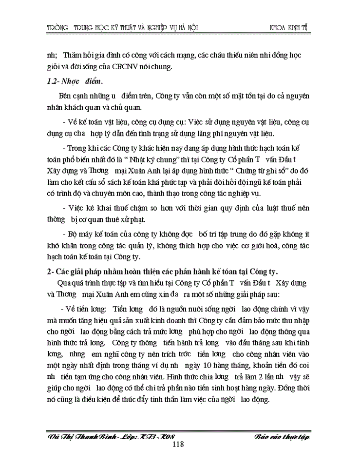 image for page Báo cáo kế toán tổng hợp tại C ng ty Cæ phÇn T vÊn Çu t X y Dùng vµ Th ng m i Xu n Anh