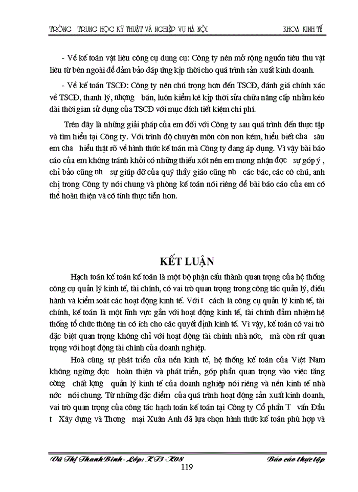 image for page Báo cáo kế toán tổng hợp tại C ng ty Cæ phÇn T vÊn Çu t X y Dùng vµ Th ng m i Xu n Anh