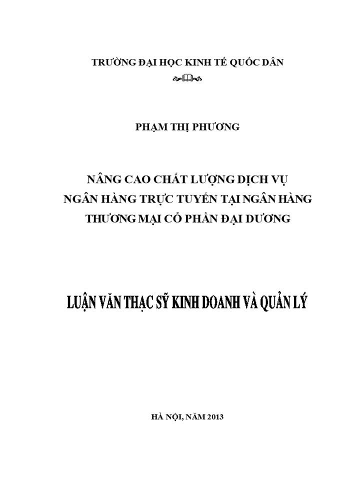 THS Nâng cao chất lượng dịch vụ Ngân hàng trực tuyến tại Ngân hàng TMCổ phần Đại Dương