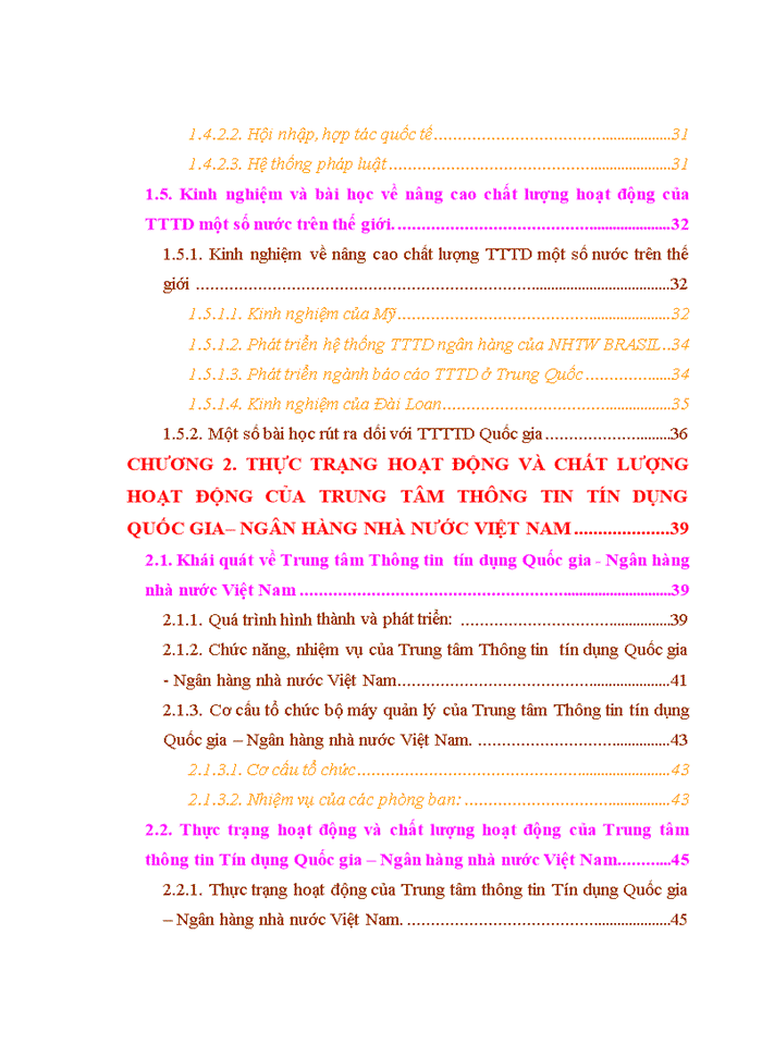 THS Nâng cao chất lượng hoạt động của Trung tâm thông tin tín dụng Quốc gia - Ngân hàng nhà nước Việt Nam